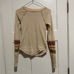 Free people waffle knit long sleeve shirt